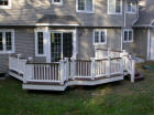 ipe deck with king post vinyl rail system